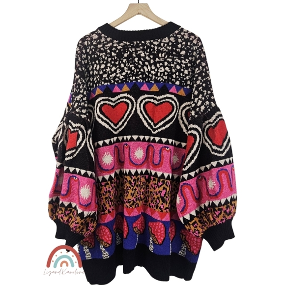 New! FARM Rio Graphic Elements Ainika Cardigan Mushroom Leopard Wool Sweater - Picture 6 of 16